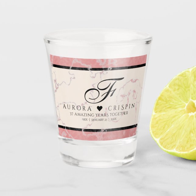 Vaso De Chupito Elegante 37° Aniversario del Boda de Alabastro (Anverso)