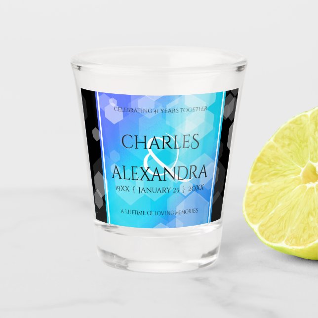 Vaso De Chupito Elegante 41° Aniversario del Boda de Topaz Azul (Anverso)