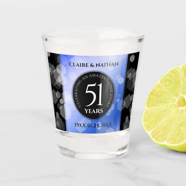 Vaso De Chupito Elegante 51° Aniversario del Boda Sapphire (Anverso)