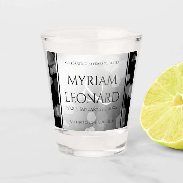 Vaso De Chupito Elegante 70° Aniversario del Boda Platino (Anverso)