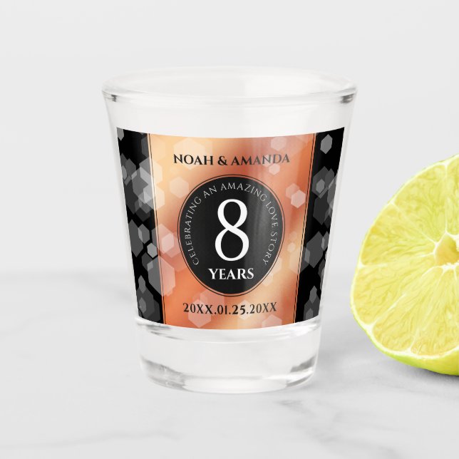 Vaso De Chupito Elegante 8° Aniversario del Boda de Bronce (Anverso)