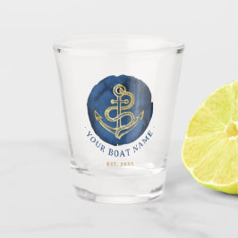 Vaso De Chupito Elegante Ancla de color de agua Nautical Name Navy