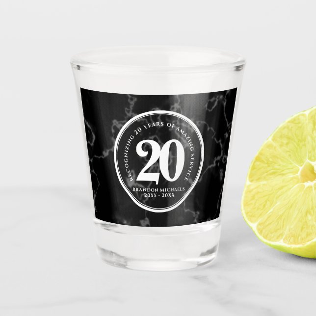 Vaso De Chupito Elegante Aniversario del Trabajo del Mármol Negro  (Anverso)