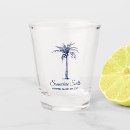 Vaso De Chupito Elegante árbol de palma azul marino personalizado