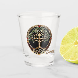 Vaso De Chupito Elegante árbol noble de la vida con nudo celta.