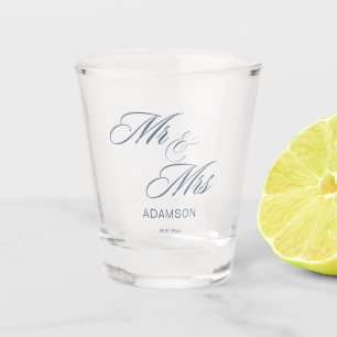 Vaso De Chupito Elegante azul polvoriento Sr. y Sra.