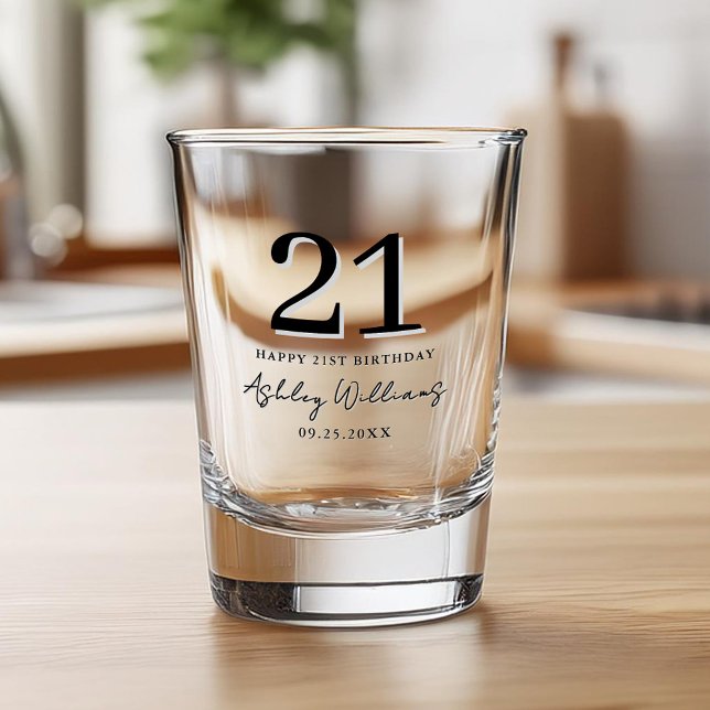 Vaso De Chupito Elegante Black Modern 21º cumpleaños (Subido por el creador)