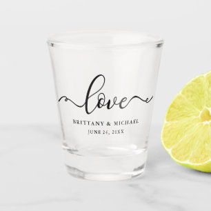 Vaso De Chupito Elegante caligrafía guión Boda de amor