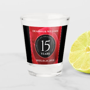 Vaso De Chupito Elegante celebración del 15° Rosa de aniversario d