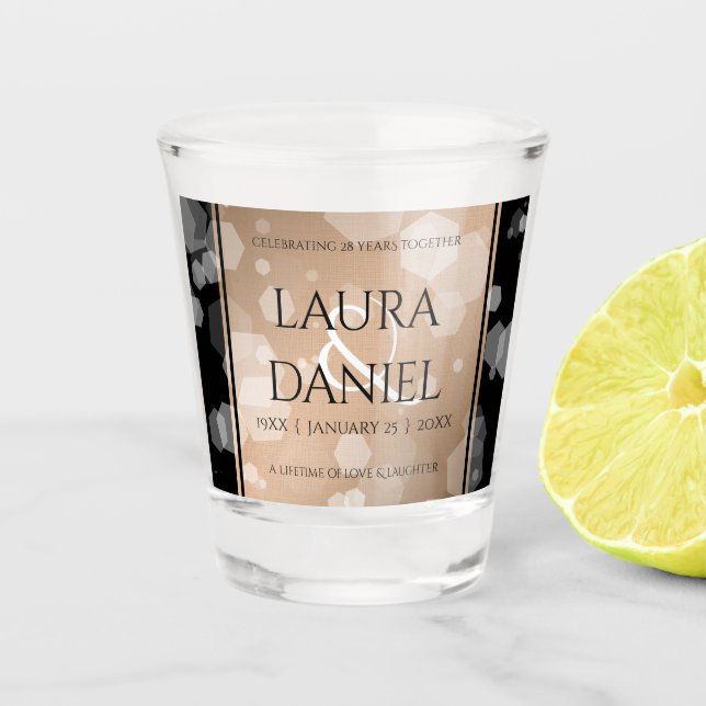 Vaso De Chupito Elegante celebración del 28º Aniversario del Boda  (Anverso)