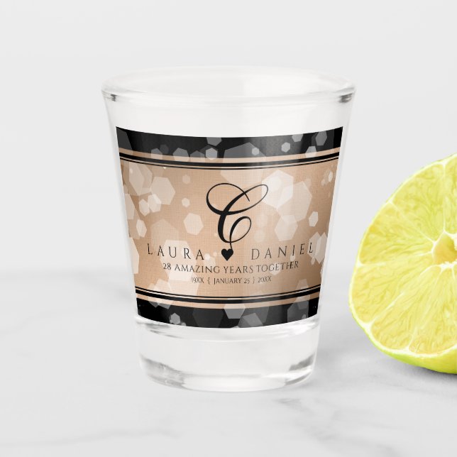 Vaso De Chupito Elegante celebración del 28º Aniversario del Boda  (Anverso)