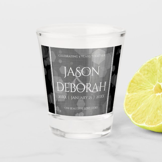 Vaso De Chupito Elegante cuarto aniversario Boda de Linen (Anverso)