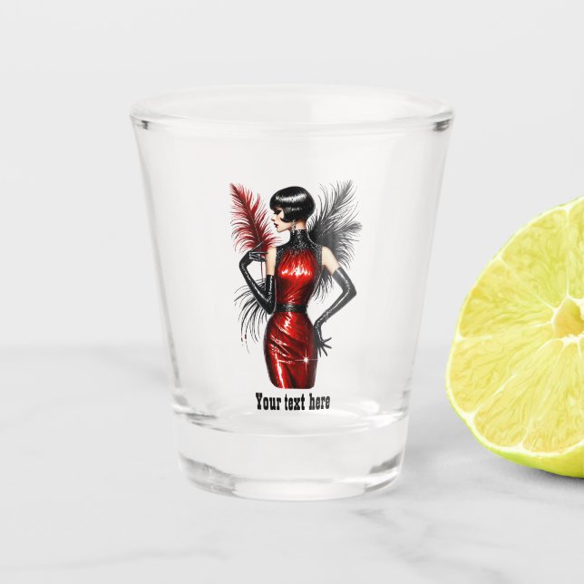 Vaso De Chupito Elegante dama Art Deco personalizable  (Anverso)