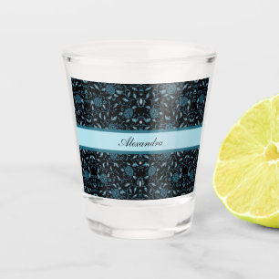 Vaso De Chupito Elegante Damasco negro y Verde azulado