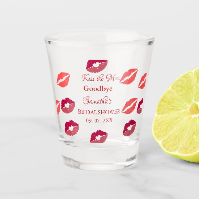 Vaso De Chupito Elegante Despedida de Soltera Beso Adiós Labios Ro (Anverso)