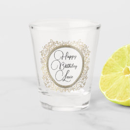 Vaso De Chupito Elegante Día de Oro Floreciente Personalizado