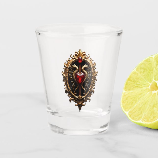 Vaso De Chupito Elegante emblema de lujo del corazón. (Anverso)