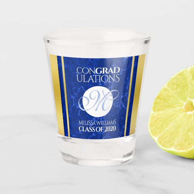 Vaso De Chupito Elegante Graduación Monograma Relieve metalizado d (Anverso)