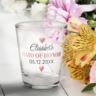 Vaso De Chupito Elegante guión moderno Purpurina  Corazón Personal