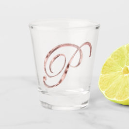 Vaso De Chupito Elegante Letra monograma P Rosa Moda dorada