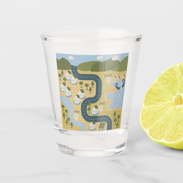Vaso De Chupito Elegante mapa de viajes de vacaciones de personali (Anverso)