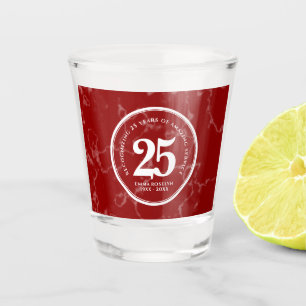 Vaso De Chupito Elegante mármol rojo 25 años de trabajo aniversari