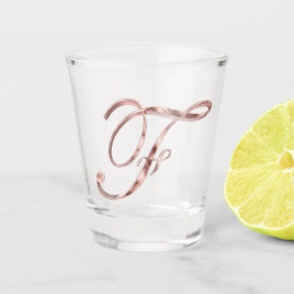 Vaso De Chupito Elegante Monograma Letra F Rosa Moda dorada