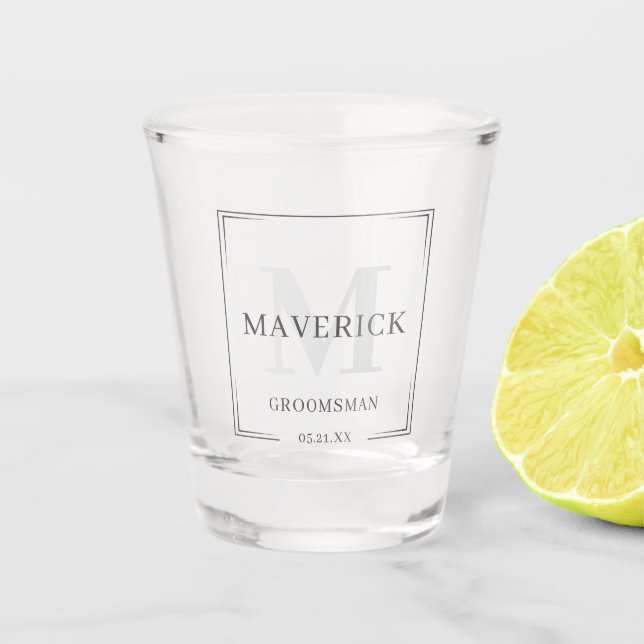 Vaso De Chupito Elegante Monograma Moderno Mejor Regalos Hombre Gr (Anverso)