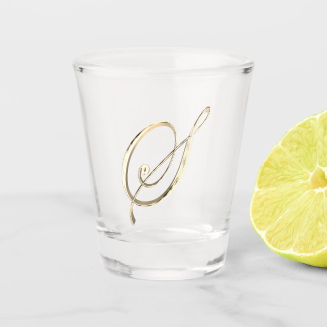 Vaso De Chupito Elegante Monograma S Faux Gold Moda (Anverso)