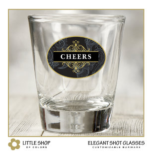 Vaso De Chupito Elegante negro personalizado con estampado paisley