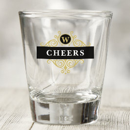 Vaso De Chupito Elegante Negro y Dorado Personalizado