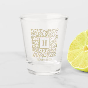 Vaso De Chupito Elegante Nombre de familia de monograma personaliz