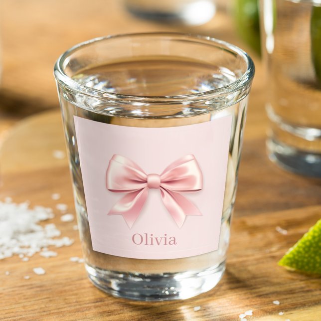Vaso De Chupito Elegante Pastel Rosa y Nombre Personalizado (Subido por el creador)