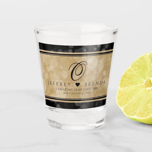 Vaso De Chupito Elegante primer aniversario de Boda de papel (Anverso)