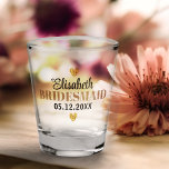 Vaso De Chupito Elegante Purpurina moderno Corazones Fiesta de bod<br><div class="desc">Captura la belleza de cada momento en el tiempo. ¡Esto es un placer para que tus damas de honor aprecien para siempre! El diseño moderno y sencillo de caligrafía con su nombre personalizado hace de este un regalo elegante que siempre será apreciado.</div>