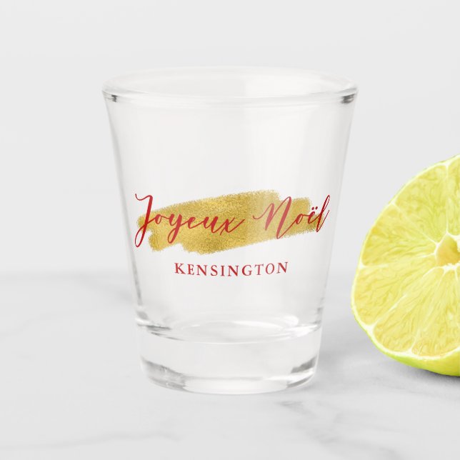 Vaso De Chupito Elegante Relieve metalizado dorado moderno Navidad (Anverso)