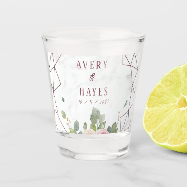 Vaso De Chupito Elegante Rosa Boda Geométrico Oro (Anverso)