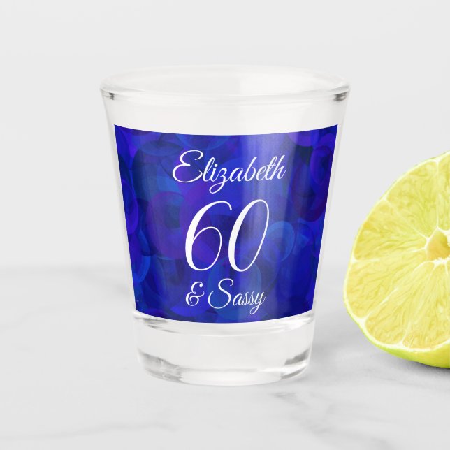 Vaso De Chupito Elegante Royal Blue 60 y elegante fiesta de cumple (Anverso)
