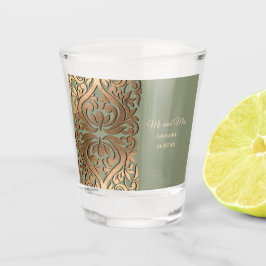 Vaso De Chupito Elegante Sage moderno verde y oro Faux Gold Luxury