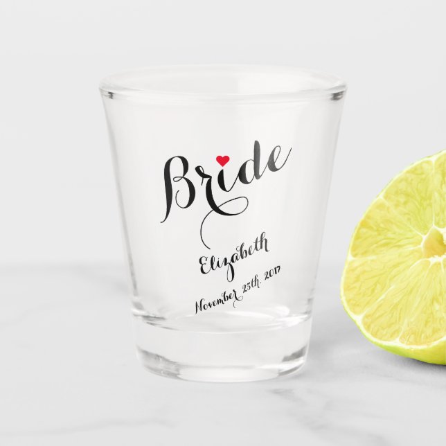 Vaso De Chupito Elegante Script Bride Bachelorette Wedding Party (Anverso)