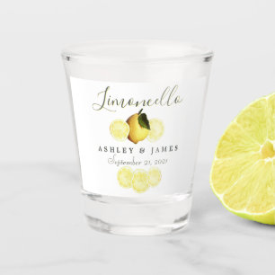 Vaso De Chupito Elegante Script Watercolor Lemon Boda Limoncello