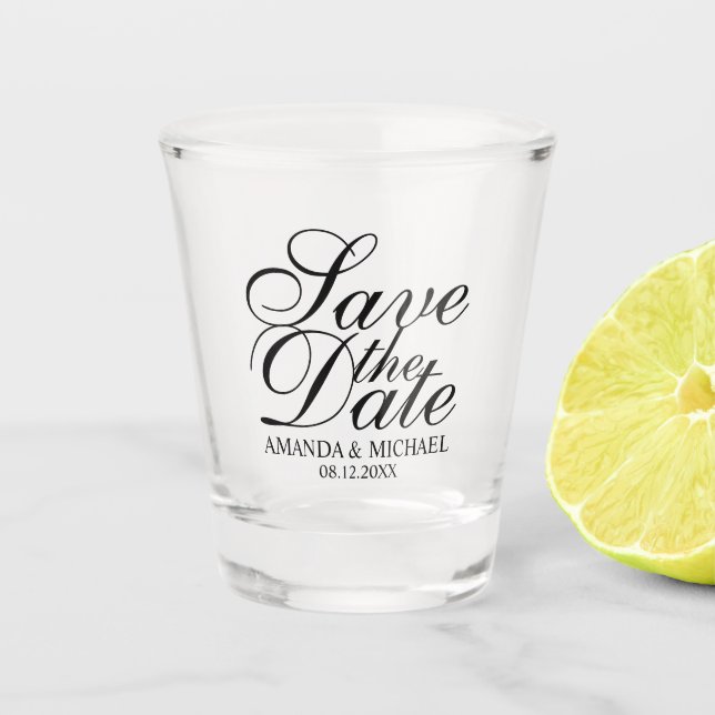 Vaso De Chupito Elegante Script Wedding Save the Date (Anverso)