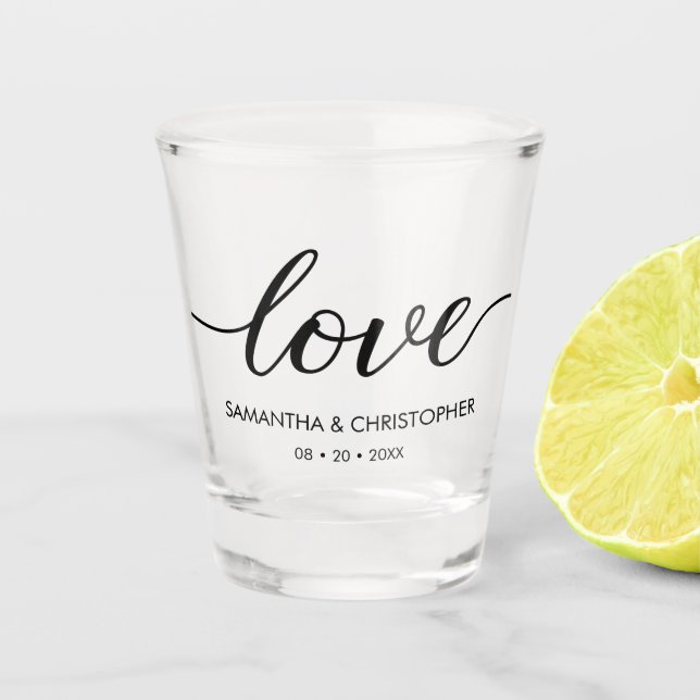 Vaso De Chupito Elegante Simple Love Script Boda Favor personaliza (Anverso)