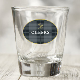 Vaso De Chupito Elegante Tartán Negro Dorado Personalizado
