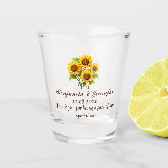 Vaso De Chupito Elegante y moderno matrimonio de girasoles rusos (Anverso)