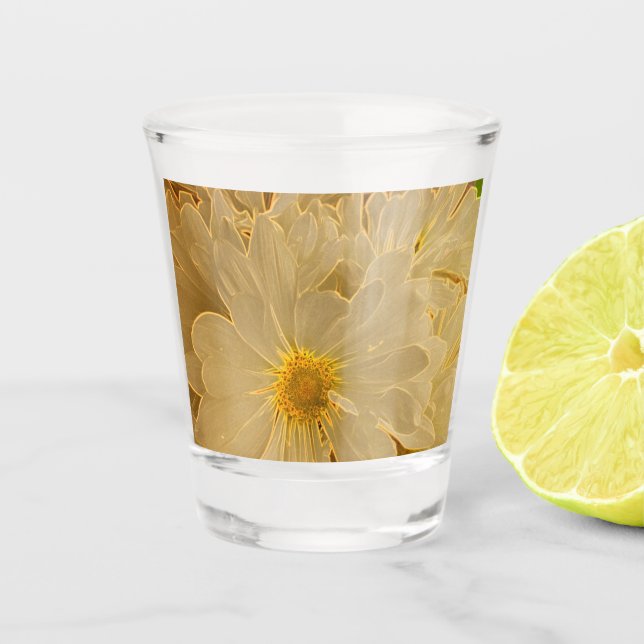 Vaso De Chupito Elegantes Daisies abstractos blancos - (Anverso)