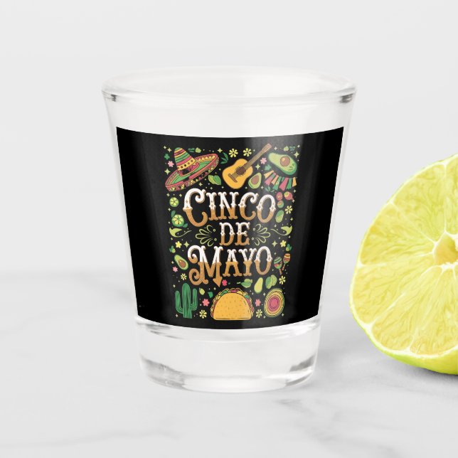 Vaso De Chupito Elementos Divertidos de Fiesta para Cinco De Mayo (Anverso)