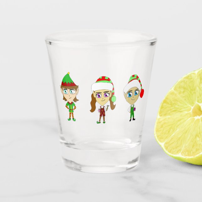 Vaso De Chupito Elfos de Santas (Anverso)