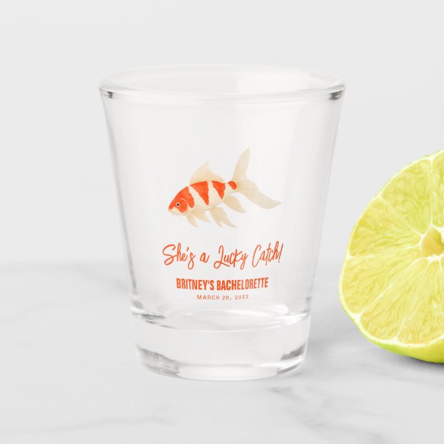 Vaso De Chupito Ella Es Una Captura Afortunada Koi Azul Despedida  (Anverso)