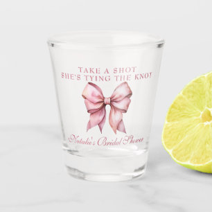 Vaso De Chupito Ella está atando la ducha de novias rosada Knot